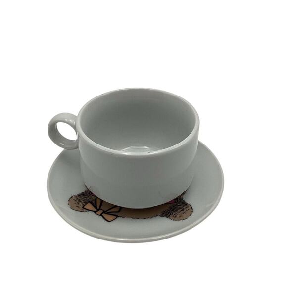 QUEEN WEST Hipster Bear Mug & Saucer Set Whimsical Decorated - Picture 3 of 9